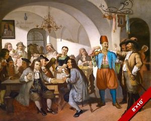 300x240 The Blue Bottles German Beer Tavern 1700's Bar Painting Art Real - Tavern Painting
