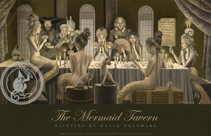 700x453 The Mermaid Tavern A Painting By David Delamare (Bad Monkey - Tavern Painting