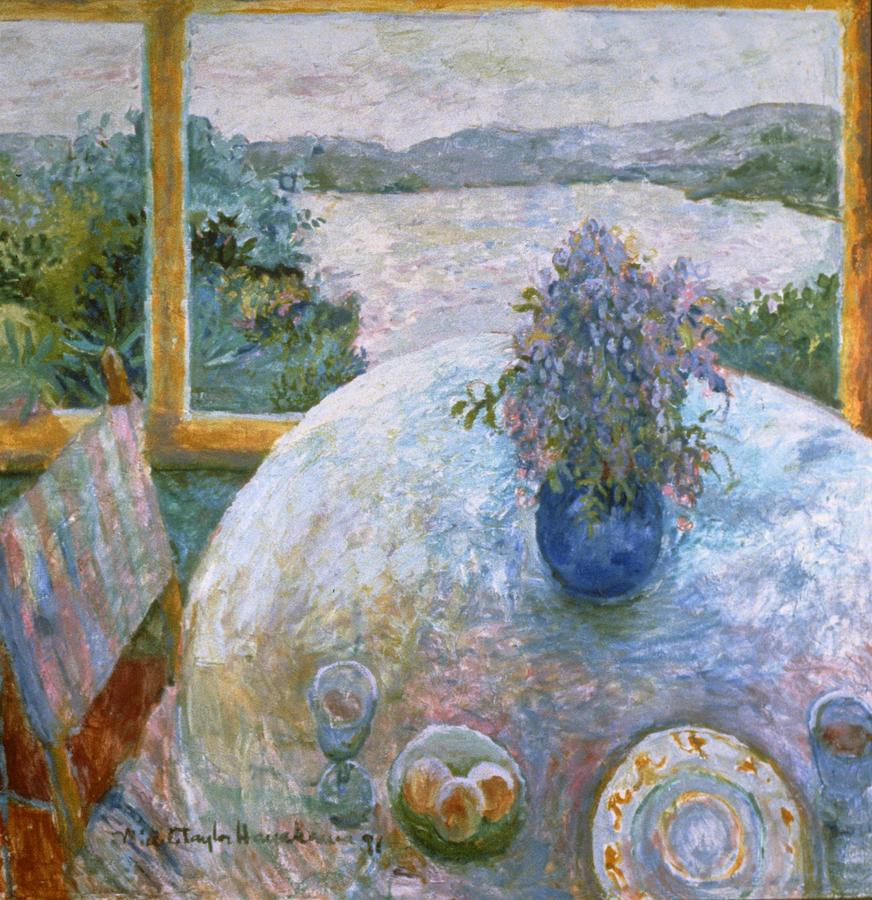 872x900 Lake View With Wisteria Painting By Michele Martin Taylor - Taylor Painting