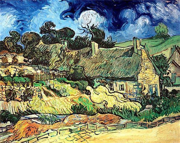 600x476 Shipping Abstract Van Gogh Thatched Cottages Oil Painting - Tds Painting
