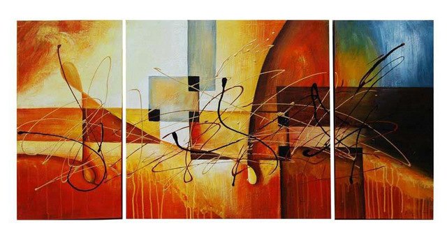 640x347 Abstract Group Oil Painting Hand Made 3 Pieces Canvas Art For Home - Tds Painting