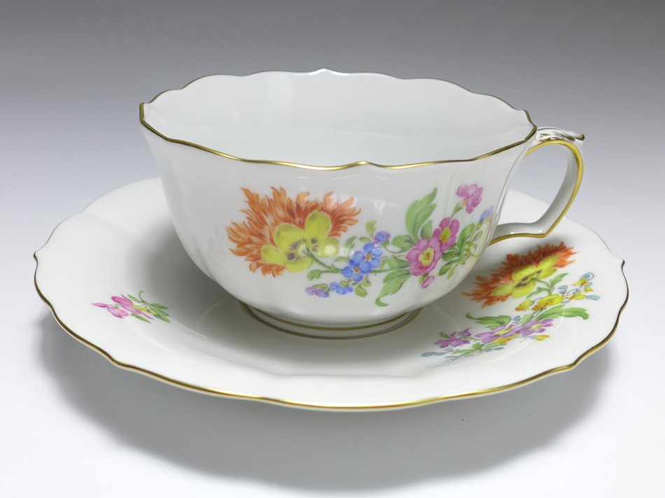 950x712 Meissen Tea Cup, Flower Painting 3, 1st Quality, V 0,2 L. - Tea Cup Painting