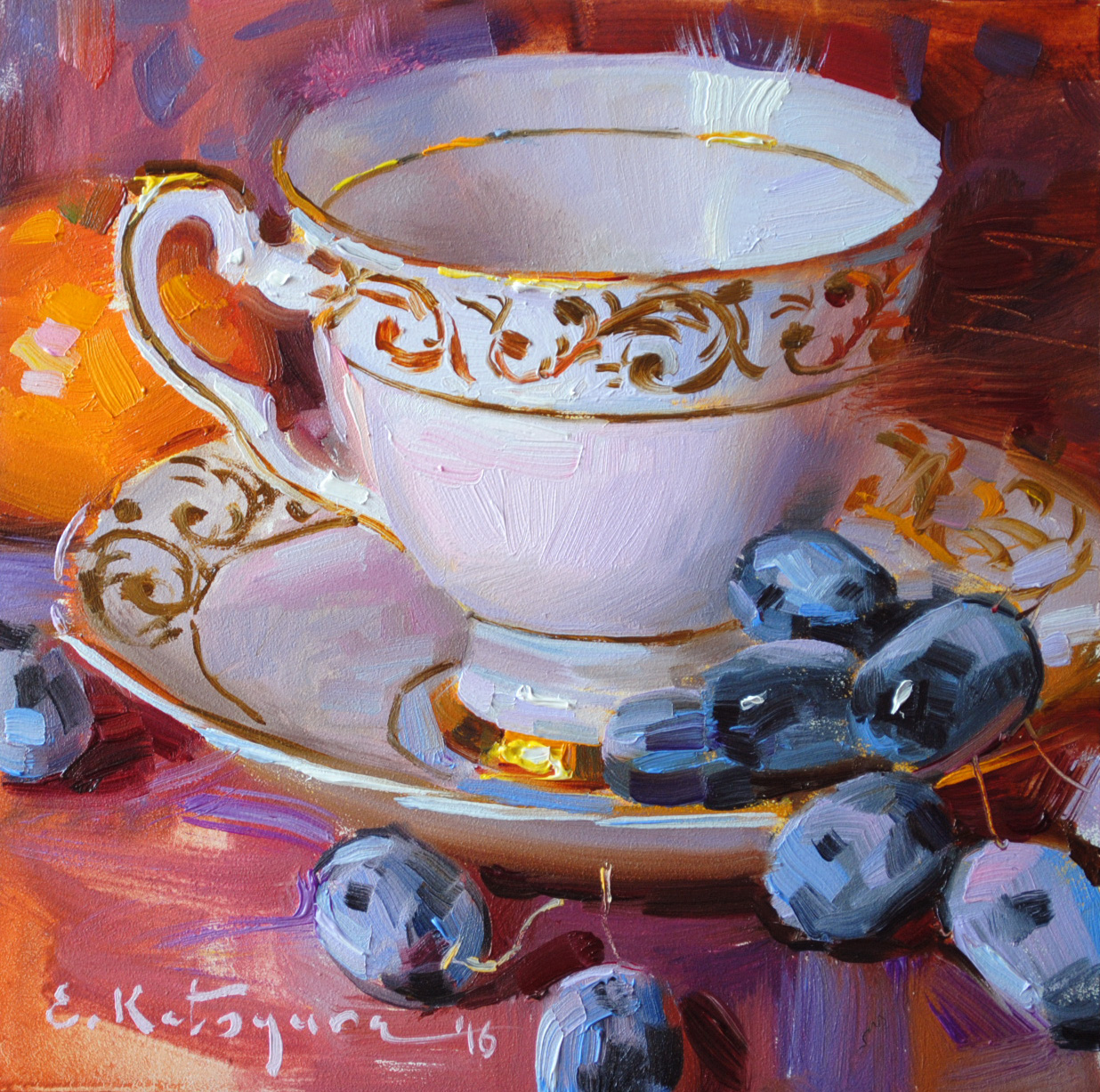 1236x1227 Paintings By Elena Katsyura - Tea Cup Painting