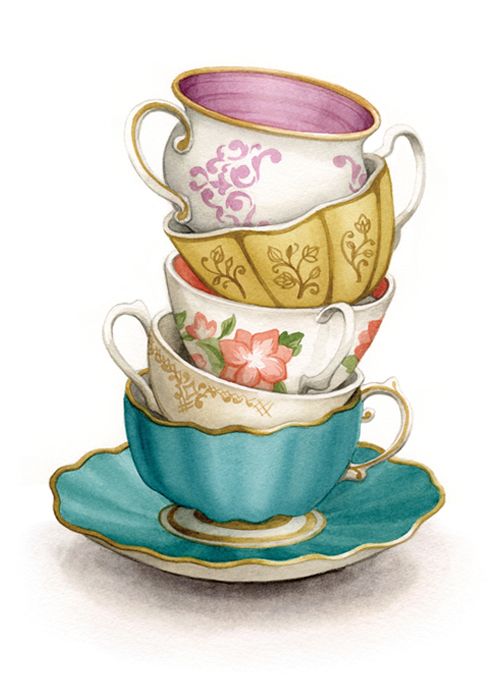500x700 Tea Cup Art Painting Print - Tea Cup Painting