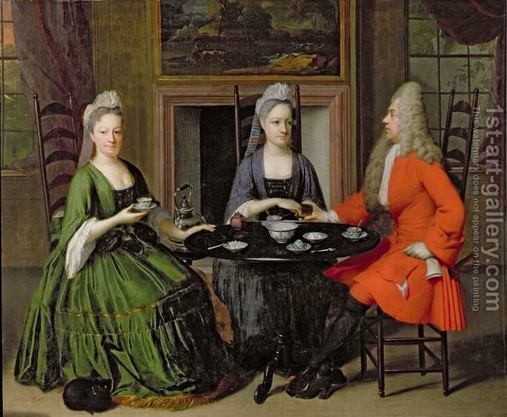 729x600 A Tea Party Nicolaes Verkolje Reproduction 1st Art Gallery - Tea Party Painting