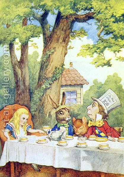 419x600 The Mad Hatters Tea Party, Illustration From Alice In Wonderland - Tea Party Painting
