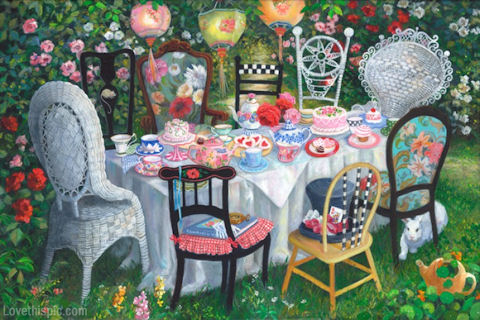 480x320 Alic In Wonderland Tea Party Painting Pictures, Photos, And Images - Tea Party Painting