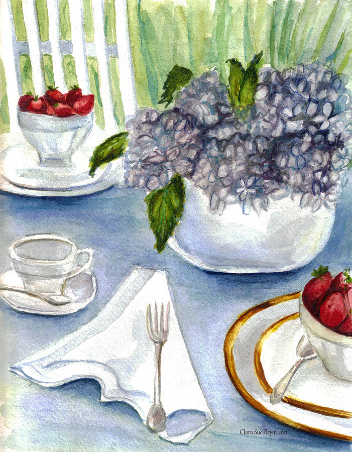 701x900 Garden Tea Party Painting By Clara Sue Beym - Tea Party Painting