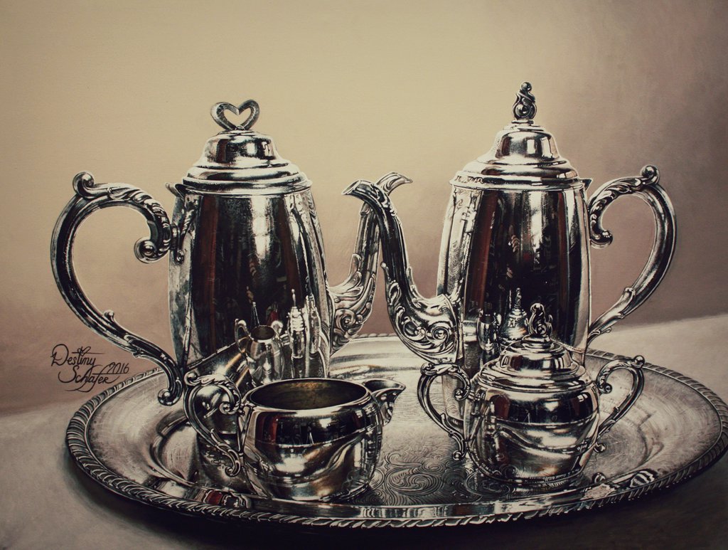 1024x773 Tea Set Painting By Straewefin - Tea Set Painting