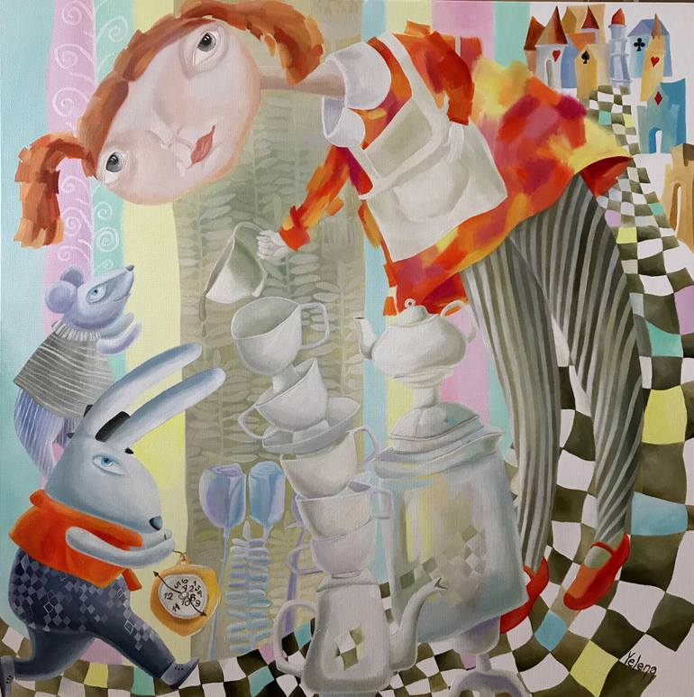 770x773 Saatchi Art Its Always Tea Time Painting By Yelena Revis - Tea Time Painting