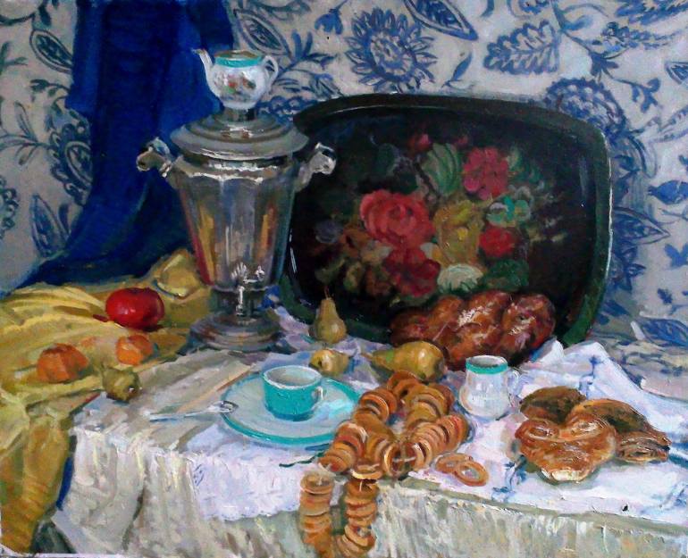 770x625 Saatchi Art Tea Time Painting By Alexandr Pavlenko - Tea Time Painting