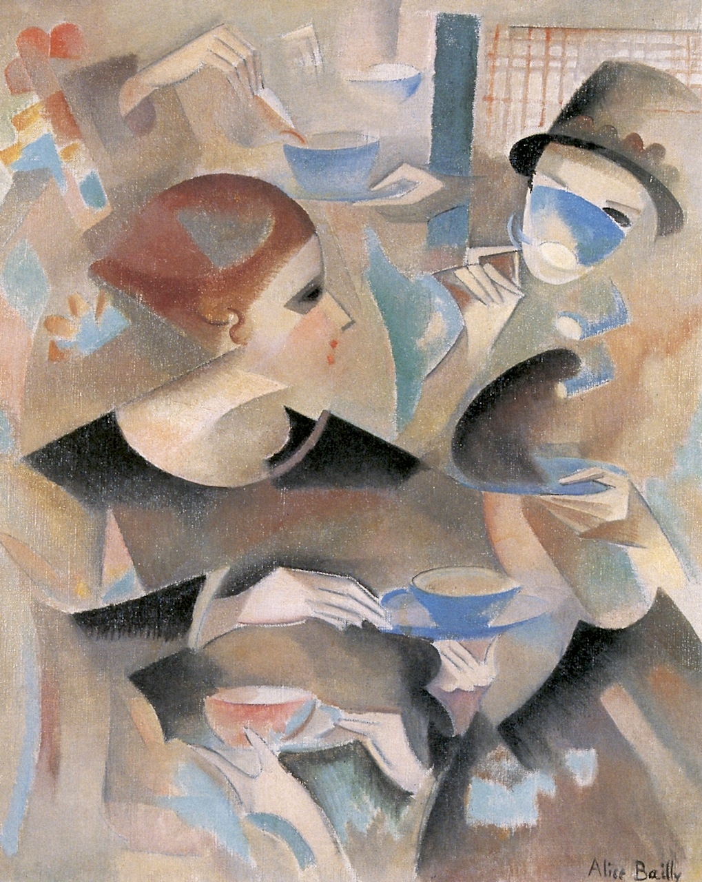 1019x1280 Tea Time Painting Alice Bailly Oil Paintings - Tea Time Painting
