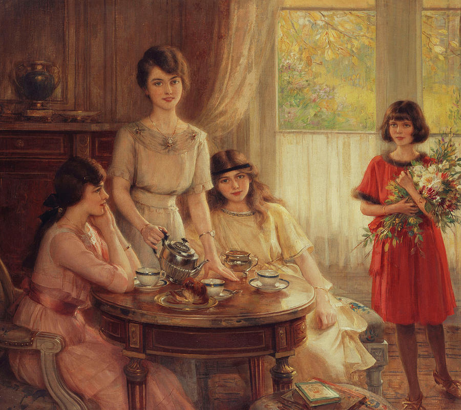 900x799 Tea Time Painting By Albert Lynch - Tea Time Painting