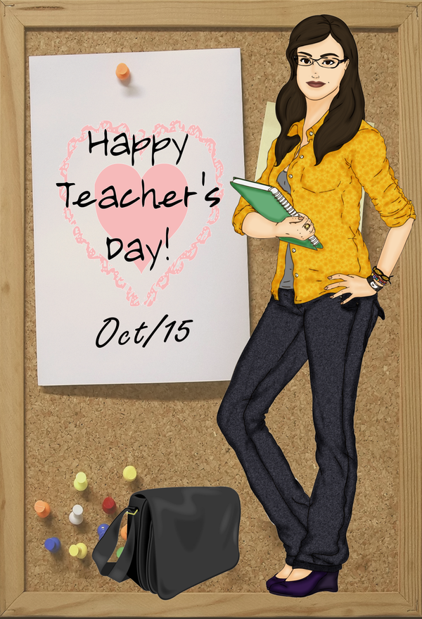 600x879 Happy Teacher's Day By Ladymalk - Teachers Day Painting