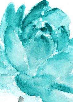236x332 Lotus Flower Art Print, Floral Watercolor Painting Set Of 2, Blue - Teal Flower Painting