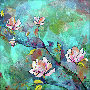 300x300 Magnolia Flower Paintings Fine Art America - Teal Flower Painting
