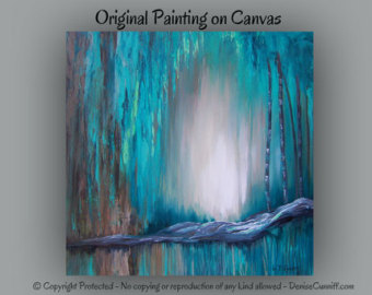 340x270 Turquoise Red Teal Abstract Painting Large Blue Gray Canvas - Teal Painting