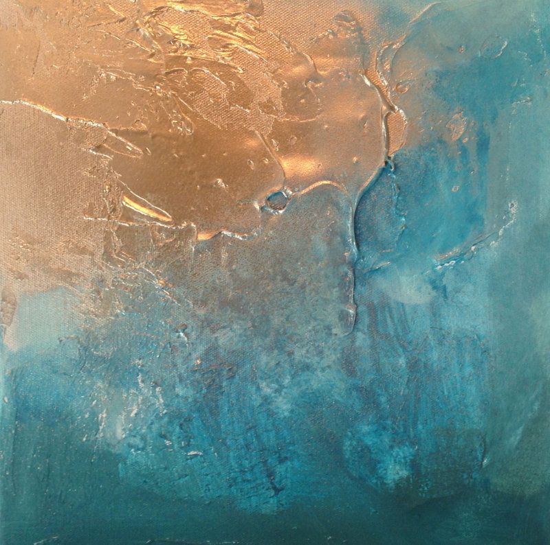 800x794 Teal And Gold Abstract - Teal Painting