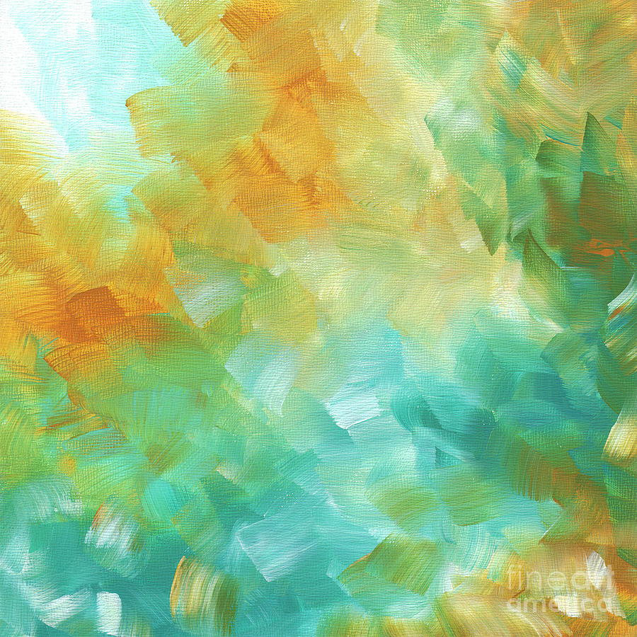 900x900 Abstract Textured Decorative Art Original Painting Gold And Teal - Teal Painting