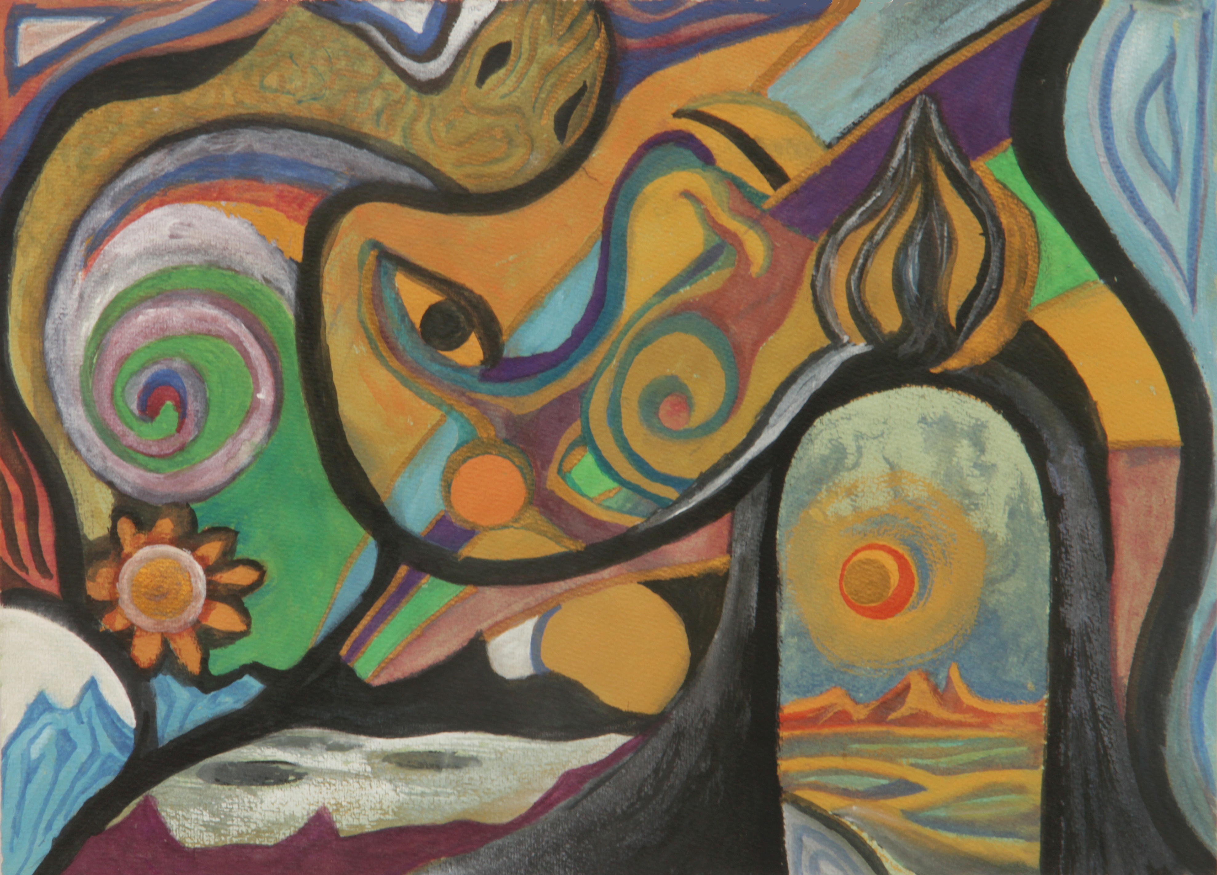 3956x2844 Rainbow Guitar Beautiful Painting Visual Art Amp Sound - Teamwork Painting