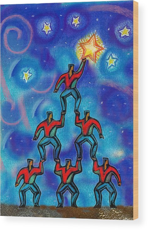472x732 Teamwork Wood Print By Leon Zernitsky - Teamwork Painting