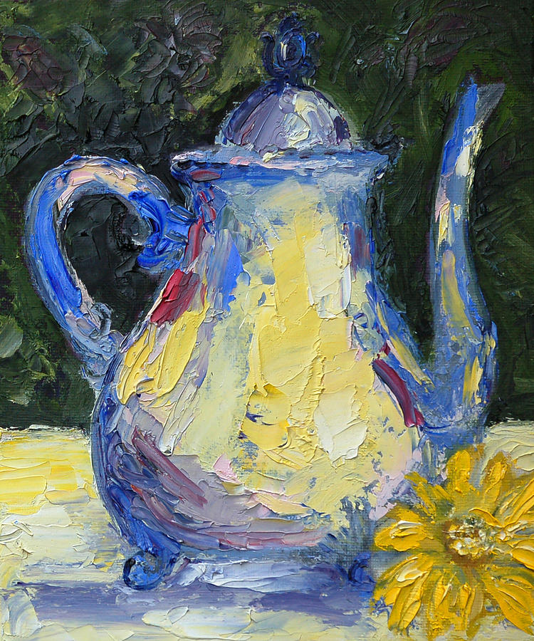 750x900 Modern Teapot Painting By Lisa Konkol - Teapot Painting