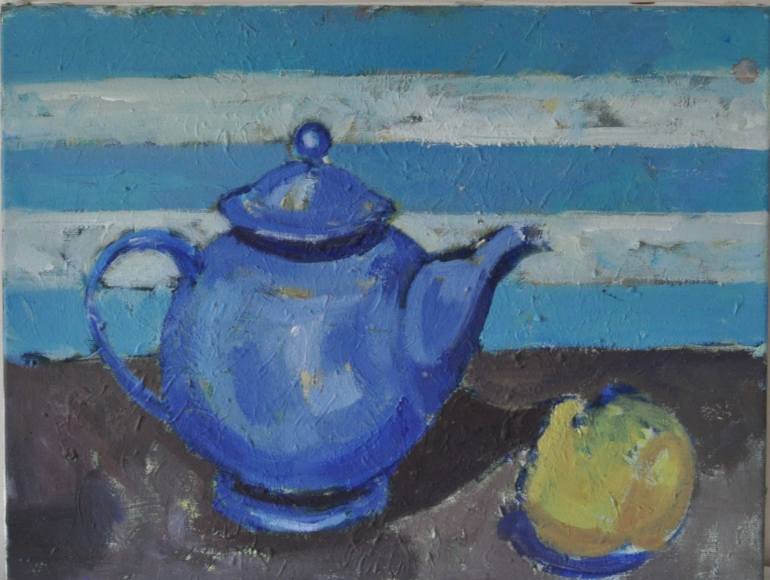 770x580 Saatchi Art Blue Teapot Painting By Slobodanka Babic Jelicic - Teapot Painting