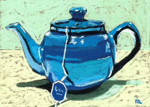 517x369 Blue Teapot Painting Ria Hills - Teapot Painting
