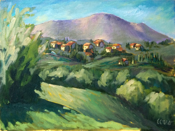 570x428 Teardrop Trailer Oil Painting Camper Art Original Art - Teardrop Painting