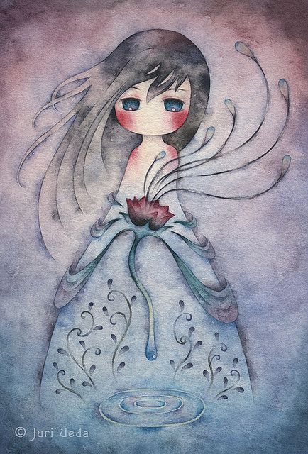 434x640 Teardrop Watercolor, Woman Illustration And Whimsical Art - Teardrop Painting