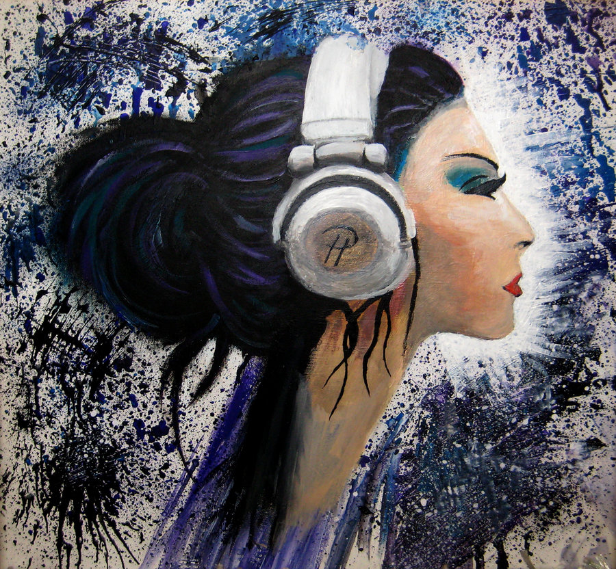 900x832 Techno Girl Acryl Canvas By Pa He - Techno Painting