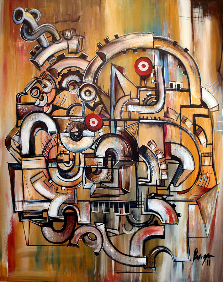 711x900 Gears Of Ganesha Painting By Jose Gonzalez Lanza - Technology Painting