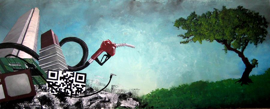 900x365 Technology Vs. Nature Painting By Randolph Read - Technology Painting