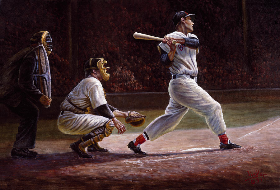 900x611 Ted Williams At Bat Painting By Gregory Perillo - Ted Williams Painting