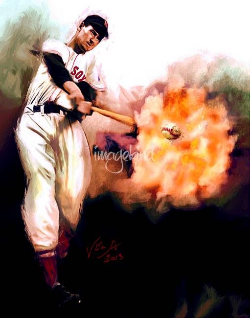 511x650 Ted Williams Mlb Boston Red Sox Art By Edward Vela - Ted Williams Painting