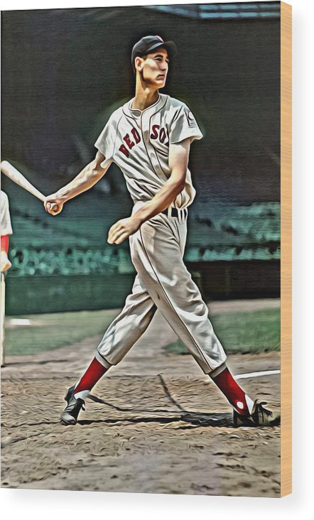 442x732 Ted Williams Painting Wood Print By Florian Rodarte - Ted Williams Painting