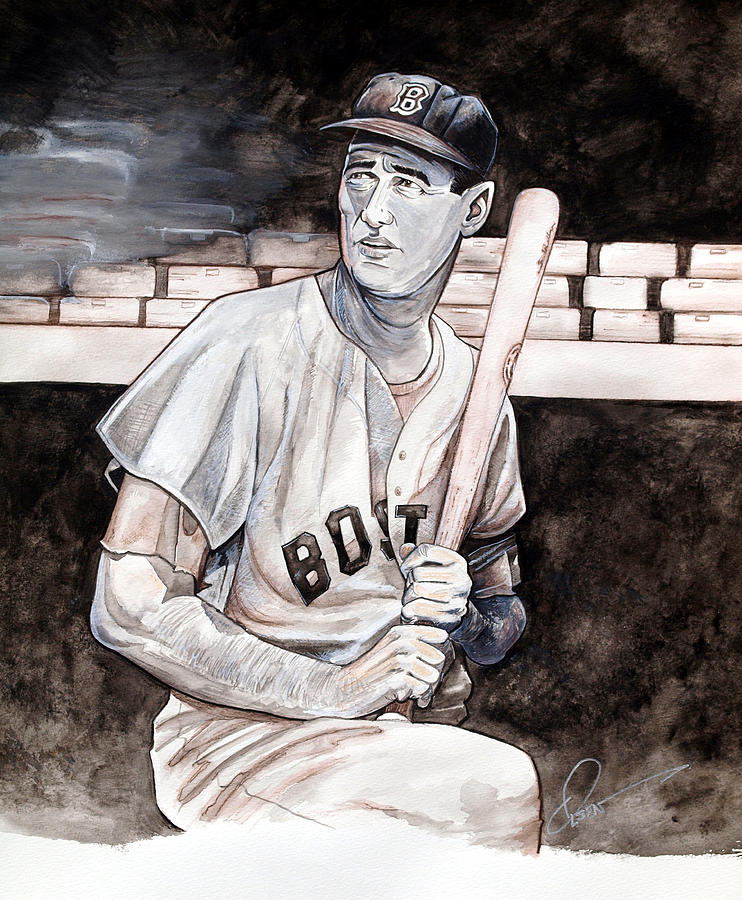 742x900 Ted Williams Painting By Dave Olsen - Ted Williams Painting