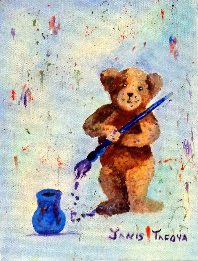 683x900 Teddy Bear The Artist Painting By Janis Tafoya - Teddy Bear Painting