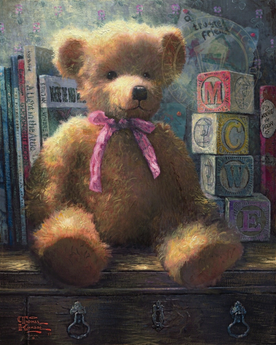 962x1200 Trusted Friend, A, Rose Bud Limited Edition Art The Thomas - Teddy Bear Painting