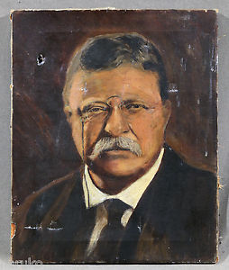 254x300 Very Nice Oil Portrait Of Teddy Roosevelt Poor Condition Needs - Teddy Roosevelt Painting