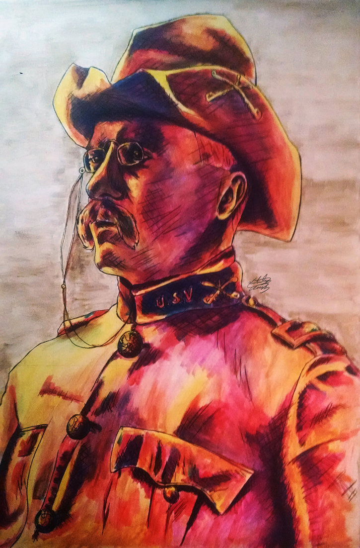 725x1102 Teddy Roosevelt Rough Rider By Nthomas Illustration - Teddy Roosevelt Rough Riders Painting