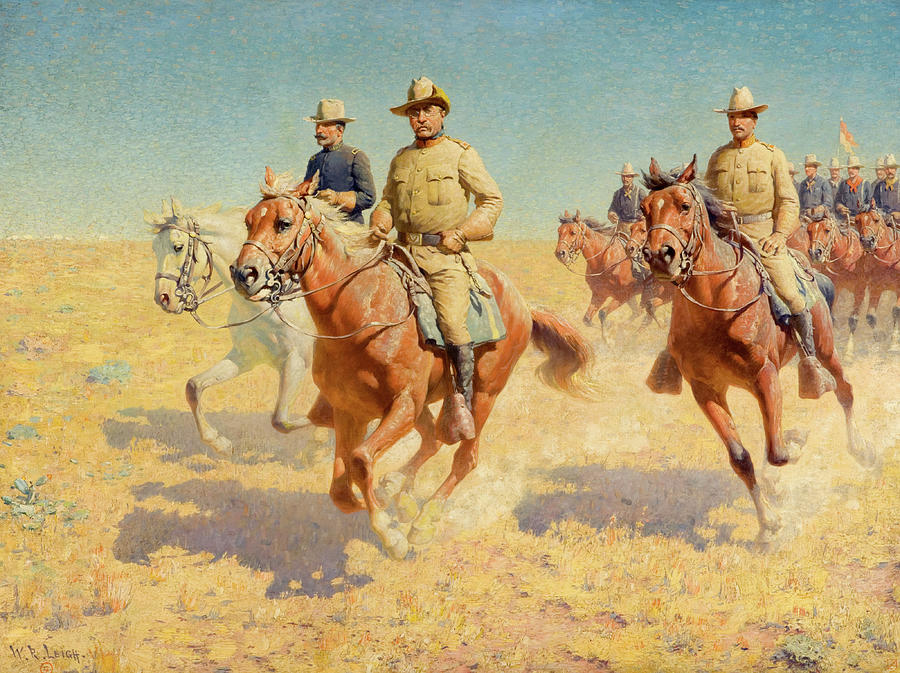 900x673 Theodore Roosevelt And The Rough Riders Painting By William - Teddy Roosevelt Rough Riders Painting