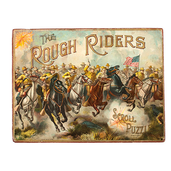 600x600 Theodore Roosevelt Amp The Rough Riders, Vintage Scroll Puzzle By - Teddy Roosevelt Rough Riders Painting