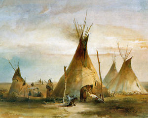 300x240 Native American Sioux Indians Teepee Painting 8x10 Real Canvas - Teepee Painting