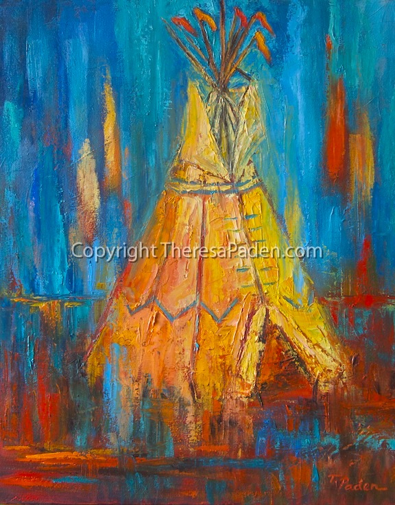 576x736 Paintings By Theresa Paden Native American Teepee Painting - Teepee Painting