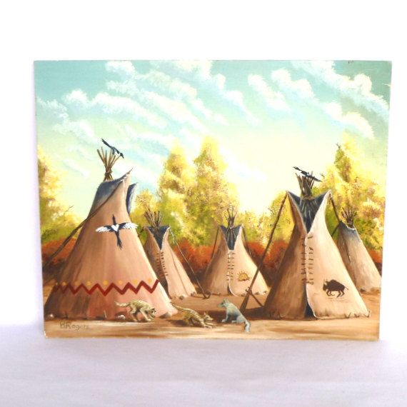 570x570 Reservedoriginal Teepee Painting Cowboys And Indians - Teepee Painting