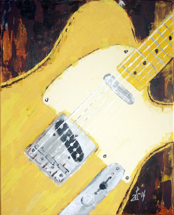 570x706 Original Guitar Art, Gift For Guitarist, Title Butterscotch - Telecaster Painting