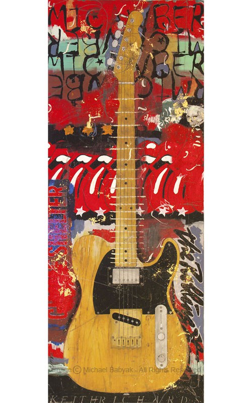 500x800 Original Painting Of Keith Richards Guitar Micawber Fender - Telecaster Painting