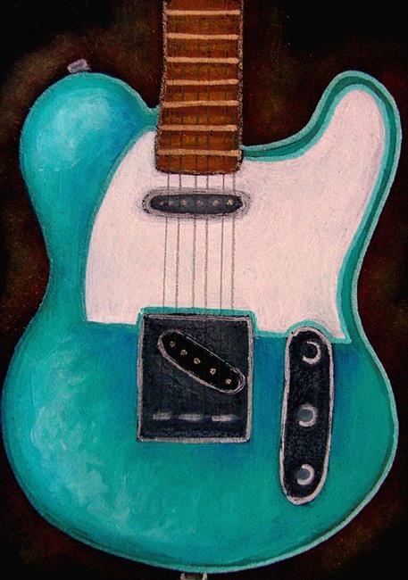 457x650 Vintage Fender Telecaster Guitar Mini Painting - Telecaster Painting