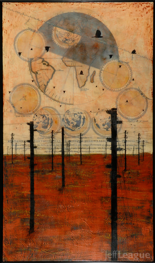 532x900 Mixed Media Encaustic Painting With Photography Eclipse Jeff - Telephone Painting